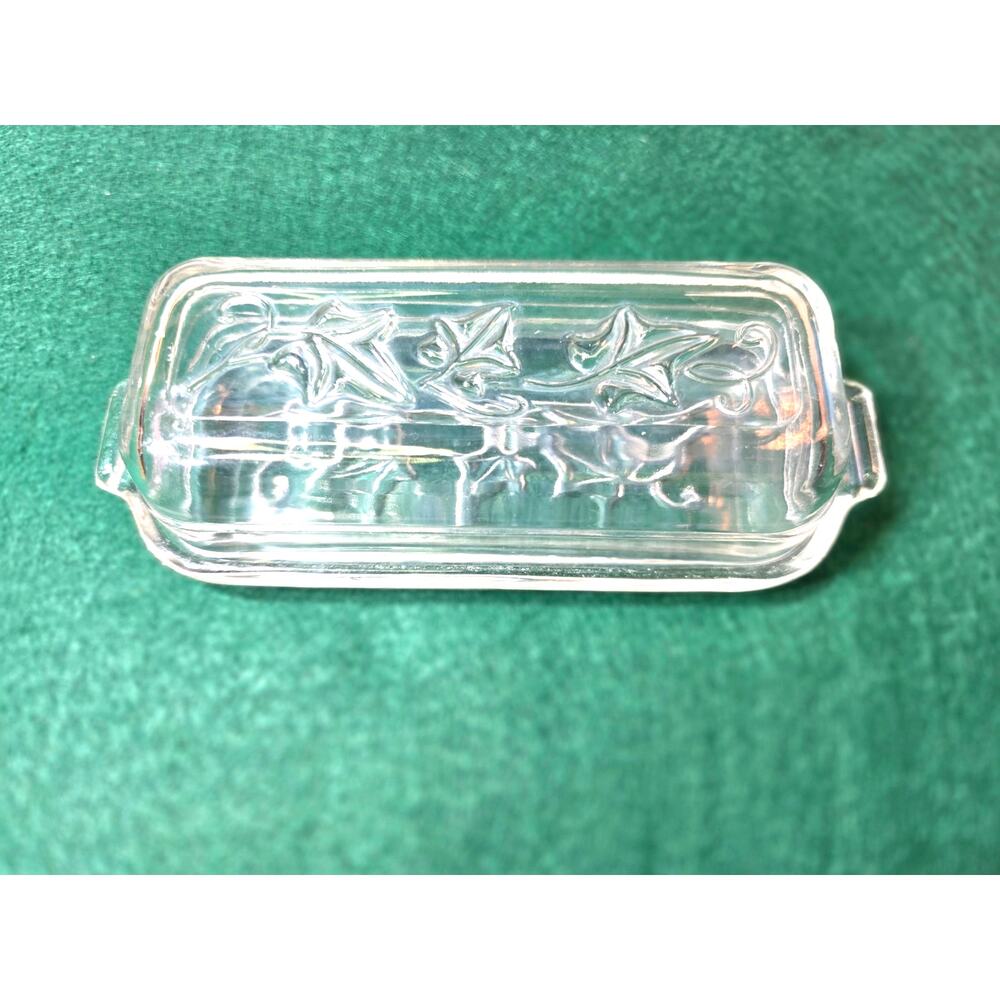 Vintage Clear Pressed Glass Covered Butter Dish